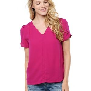 Cute Flutter Sleeve Pink Women's Blouse!